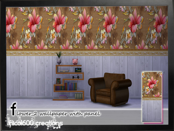 Sims 4 — Floral wallpaper v2 by nicol6002 — Floral pattern wallpaper suitable for any kind of interior. Works with all 3