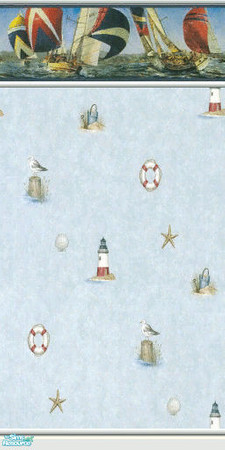 Sims 2 — Maritime Walls - Full Sail by hatshepsut — Nautical themed wallpaper.