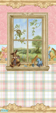 Sims 2 — Pink Rabbit Bedroom Wall No.2 by frillyfilly — Pink Rabbit Bedroom Set