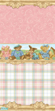 Sims 2 — Pink Rabbit Bedroom Wall No.1 by frillyfilly — Pink Rabbit Bedroom Set