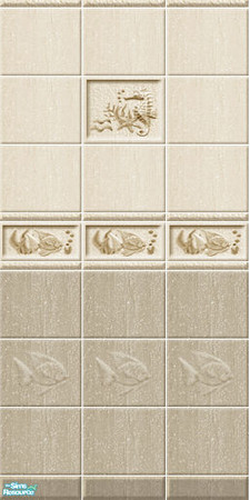 Sims 2 — SeaLife Set - SLsand01 by perelinka — Sand - beige and brown tiled wall with seahorse, starfish and fishes.