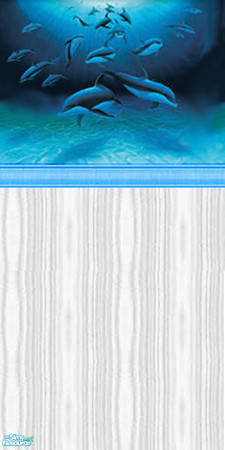 Sims 2 — Seabreeze Kitchen  - Dolphins Wall by Riverwillows — A beautiful wall featuring dolphins at play, for your home.