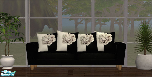 Sims 2 — Black&White Flower Sofa  by frillyfilly — Recolours of shtinky00's "Arizona Chair, Loveseat and Sofa