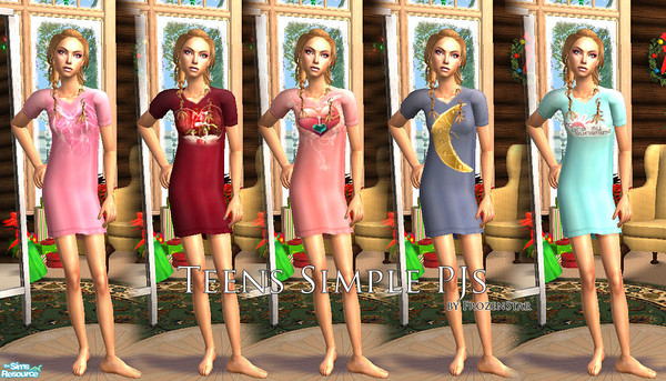 Sims 2 — Teens Simple PJs by FrozenStarRo — Based on a basegame teen pj 