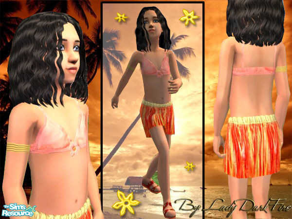 Sims 2 — Hawaiian Dreams by Lady Darkfire — A two-piece outfit designed with a Hawaiian theme in mind. Have fun in the