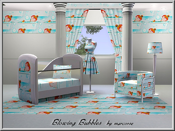 Sims 3 — Blowing Bubbles_marcorse by marcorse — Themed pattern little girl in the bath, blowing bubbles.