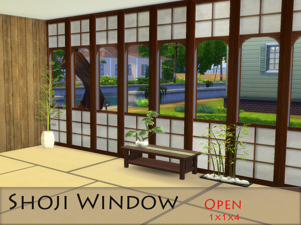Sims 4 — Shoji window 1x1x4 open - Medium by Schedels-Asylum — Second part of shoji windows. They are bigger... Only!