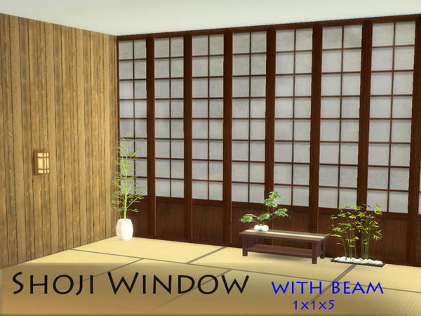 Sims 4 — Shoji window 1x1x5 with beam - Tall by Schedels-Asylum — Finaly third set with full wall hight. Have fun!