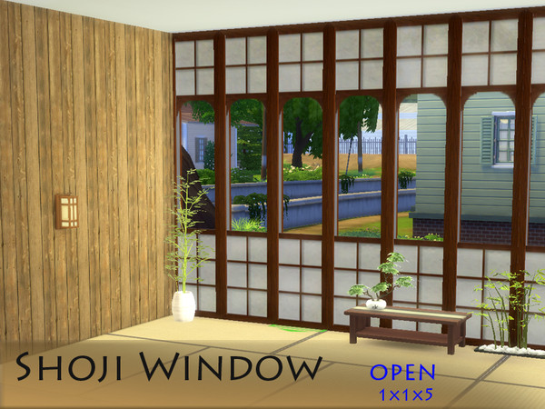Sims 4 — Shoji window 1x1x5 open - Tall by Schedels-Asylum — Finaly third set with full wall hight. Have fun!