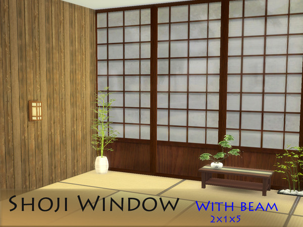 Sims 4 — Shoji window 2x1x5 with beam - Tall by Schedels-Asylum — Finaly third set with full wall hight. Have fun!