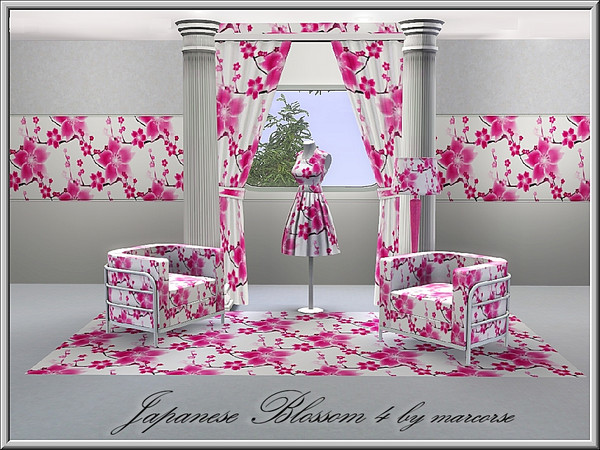 Sims 3 — Japanese Blossom 4_marcorse by marcorse — Themed pattern: beautiful pink Japanese cherry blossom in an all-over