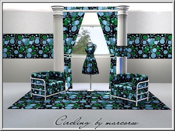 Sims 3 — Circling_marcorse by marcorse — Geometric pattern: layers of circle shapes in green, blue and black