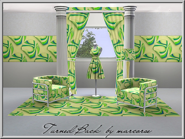 Sims 3 — Turned Back_marcorse by marcorse — Geometric pattern: circle motif with the edge curled in green, blue and