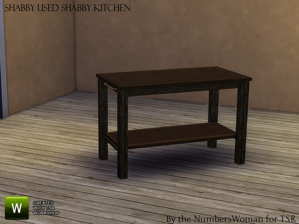 Sims 4 — Shabby Bargain Shabby Chic Kitchen Butcher Block Table by TheNumbersWoman — Shabby yet affordable, the comfort