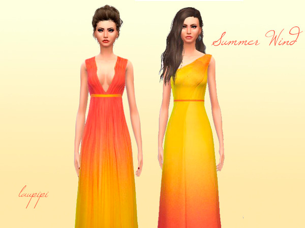 Sims 4 — Summer Wind - Dress Set by laupipi2 — Set compound by two degraded gowns. One recolor each one Enjoy!!!