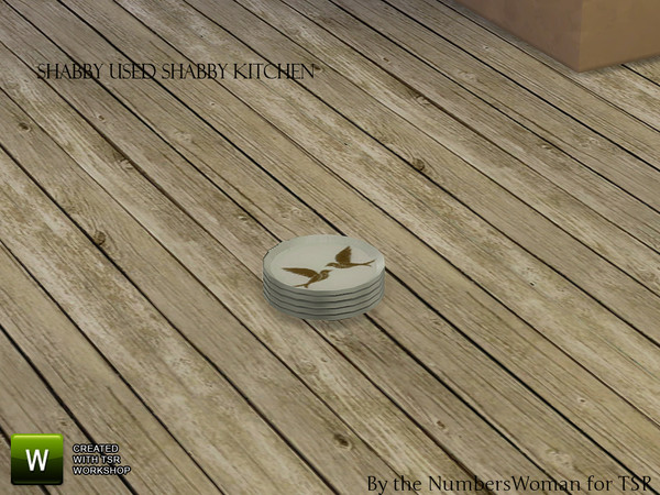 Sims 4 — Shabby Bargain Shabby Chic Kitchen Plate Stack by TheNumbersWoman — Shabby yet affordable, the comfort oozes out
