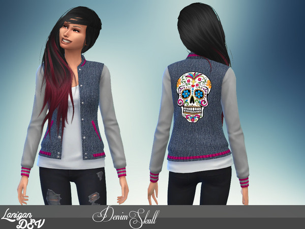 Sims 4 — Denim Skull Jacket by LaniganDEV — This Jacket Will be Perfect For Any Sim, Especially Those Hipster Sims