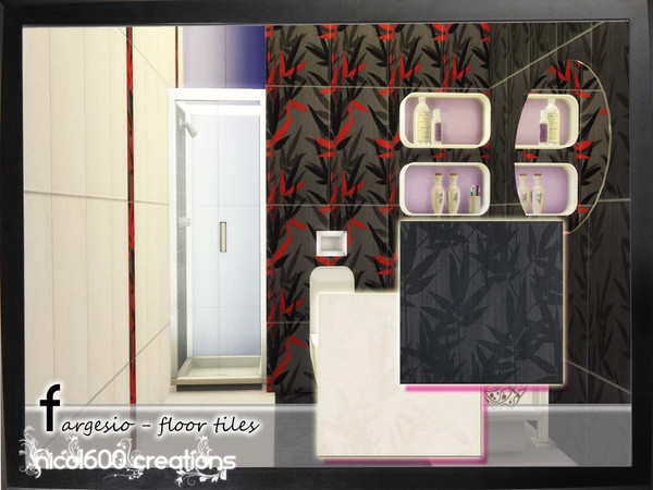 Sims 4 — Fargesio - floor tiles by nicol6002 — Fargesio floor tiles in 2 different colors with light leaf print. Suitable