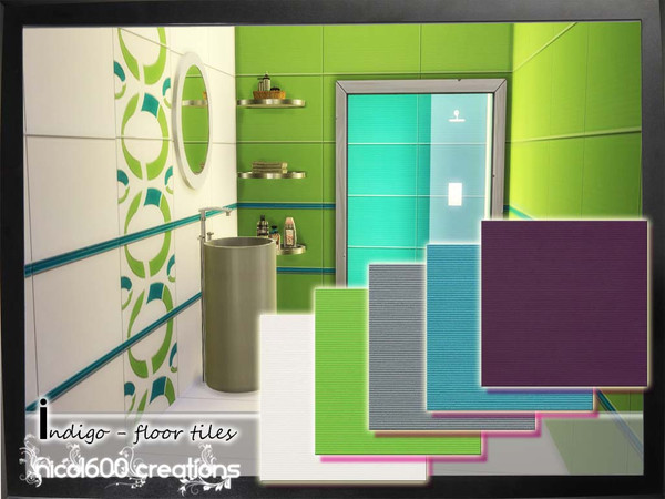 Sims 4 — Indigo - floor tiles by nicol6002 — Indigo floor tiles includes 4 different colors of floor tiles. Suitable for