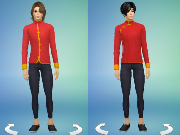 Sims 4 — Chinese Traditional Red Jacket Set by ShinattyPanda — This set contains a chinese traditional red jacked and