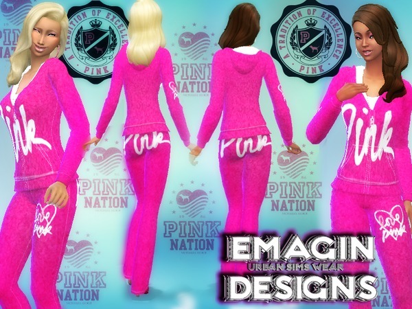 The Sims Resource - Ladies PINK Victoria Secret Vlore Hoodie/Pants Set