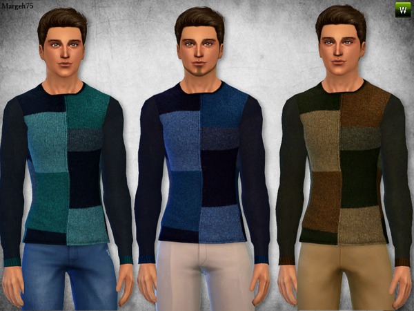 The Sims Resource - S4 Patchwork Sweater