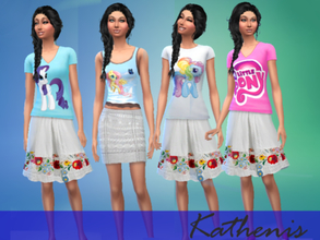 Sims 4 — My Little Pony Shirt Set by Kathenis2 — Set out of 3 Shirts and 1 Top of 'My little Pony'
