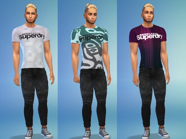 The Sims Resource - Male Superdry T-shirt set [Uk Simmer]