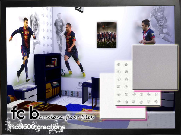 Sims 4 — FC_Barcelona floor tiles by nicol6002 — FC_Barcelona floor tiles include 3 different types of tile. 