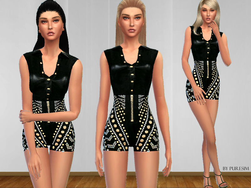 The Sims Resource - Female Leather Super Short Bodysuit