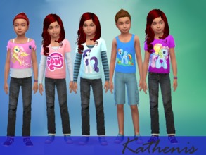 Sims 4 — My Little Pony Kids - Set by Kathenis2 — Set of 4 Shirts and 1 Top for Kids (all gender) from 'My Little Pony'