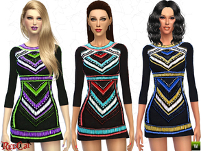 Sims 4 — Embellished Mini Dress by RedCat — - 3 different colors. - Everyday, formal and party wear.