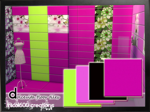 Sims 4 — Dolcevita floor tiles by nicol6002 — Dolcevita floor tiles in 4 colors.