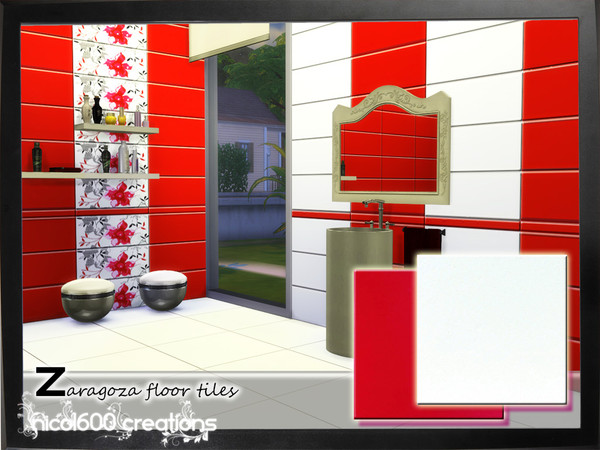 Sims 4 — Zaragoza floor tiles by nicol6002 — Zaragoza floor tiles in 2 colors.