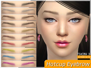 Sims 4 — Hotcup Eyebrow by TsminhSims — EYEBROW.N4 - Ten colors - Custom thumbnails - For Male and Female - For Teen - YA
