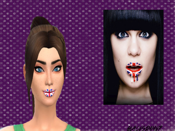 Sims 4 — Union Jack Lipstick. by jackericrich — This lipstick was inspired by Jessie J as seen on the photo.