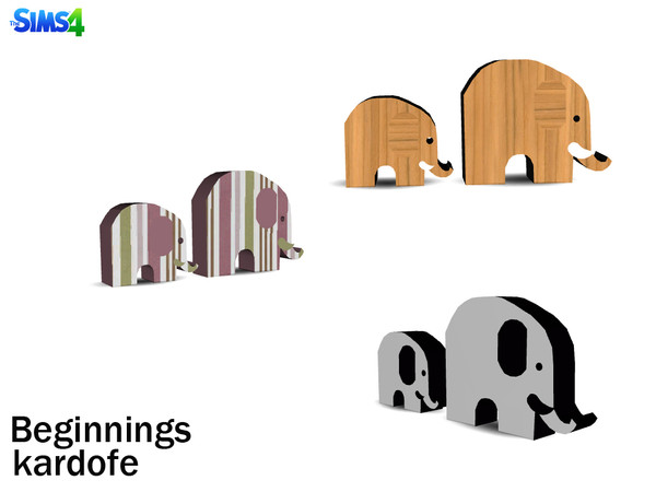 Sims 4 — kardofe_beginnings_elephant by kardofe — Two graceful figures of elephants in wood