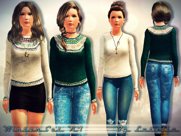 Sims 3 — Winter Set No 1 - Pullover - YA/A by Lutetia — A simple warm knitted pullover ~ Works for female (young) adults
