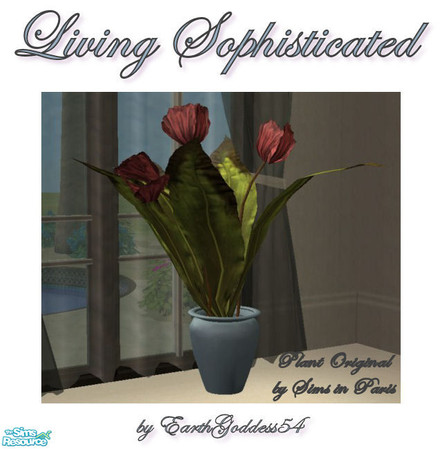Sims 2 — Living Sophisticated - Plant by EarthGoddess54 — A marble blue recolor of the Sims in Paris "Living 3"