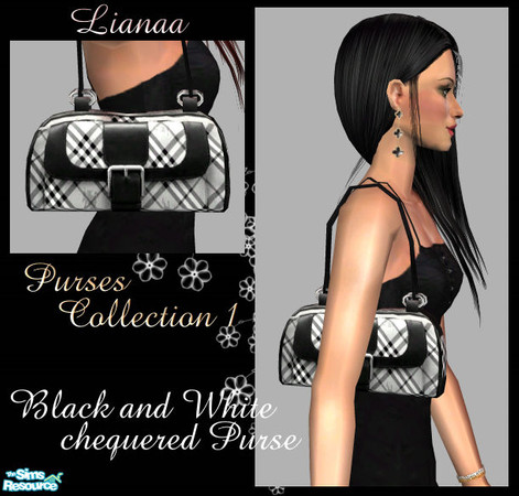 Sims 2 — Purses Collection Set 1 - 2 by Lianaa — Purses Collection Set 1 - black and white checked purse