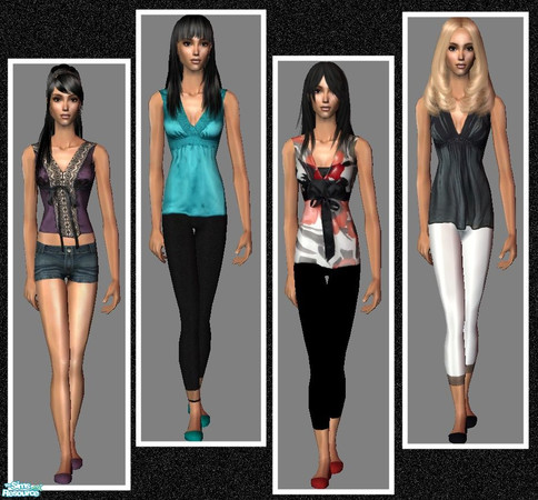 Sims 2 — Addiction by nikisatez05 — Set of 4 classy yet casual outfits for the ladies. Maxis Recolors! No new mesh