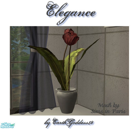 Sims 2 — Elegance - Plant by EarthGoddess54 — Gray marble potted plant. You need the *FREE* mesh from Sims in Paris for