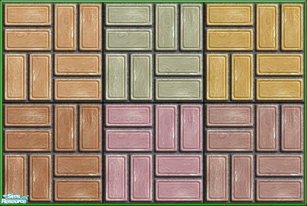 Sims 2 — A420 Fancy Polished Wooden Brick by Agent420 — A set of 6 Polished Wooden Brick floor tiles. Dark grey mortar