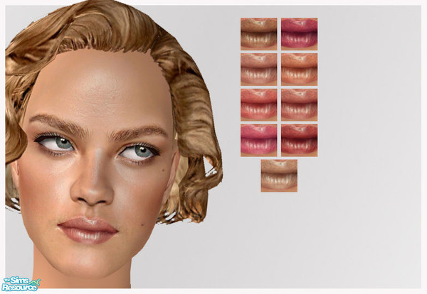 Sims 2 — Lip Set 002 by ChazDesigns — A set of 9 Realistic lip glosses