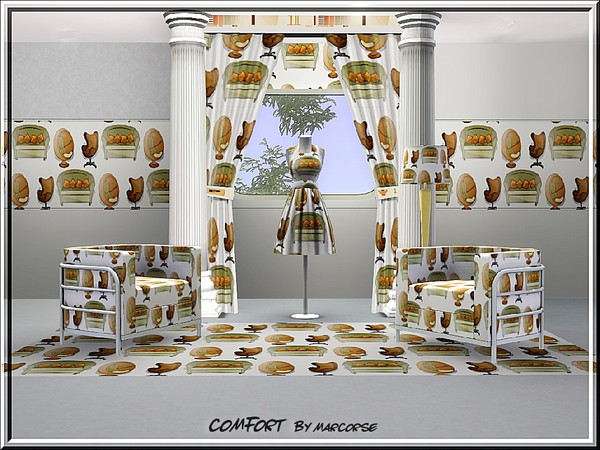 Sims 3 — Comfort_marcorse by marcorse — Themed pattern - comfortable seating in yellow and brown.