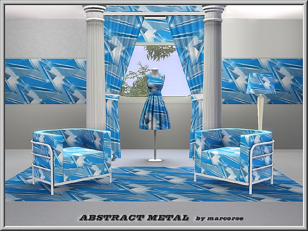 Sims 3 — Abstract Metal_marcorse by marcorse — Abstract pattern: shiny blue metallic abstract design
