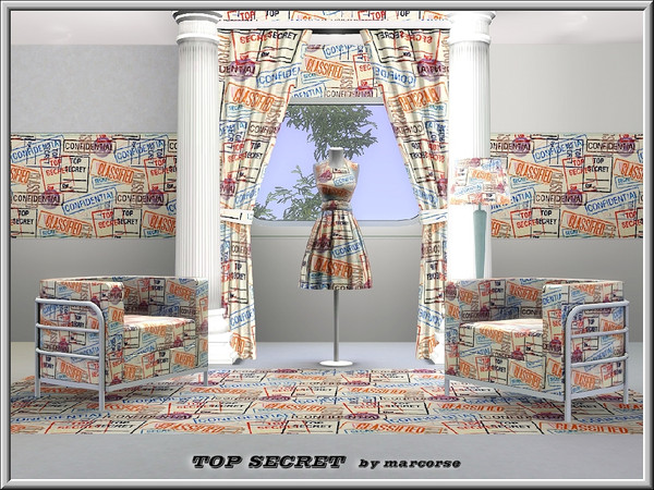 Sims 3 — Top Secret_marcorse by marcorse — Abstract pattern of multiple top secret stamps on a light ground.