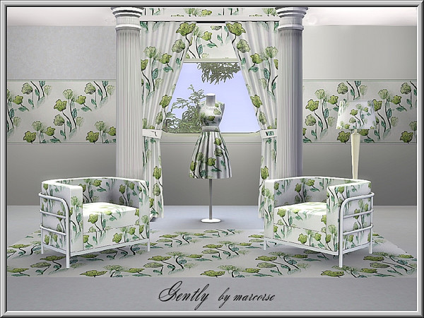 Sims 3 — Gently_marcorse by marcorse — Fabric pattern gently swaying, yellow field flowers in an oblique design.
