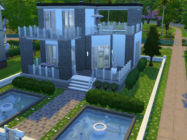 Sims 4 — whitevillav2 by goranshooter2 — Lovely modern home with flair, perfect for three or four sims. In front are two