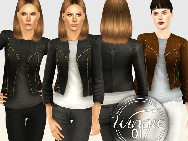 Sims 3 — Biker Jacket by winnie017 — Biker Jacket New Mesh All LODs Recolorable